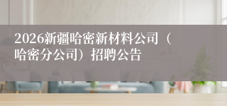 2026新疆哈密新材料公司(哈密分公司)招聘公告