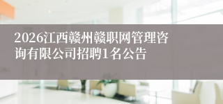 2026江西赣州赣职网管理咨询有限公司招聘1名公告