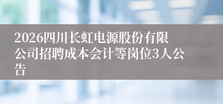 2026四川长虹电源股份有限公司招聘成本会计等岗位3人公告