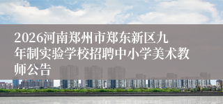 2026河南郑州市郑东新区九年制实验学校招聘中小学美术教师公告