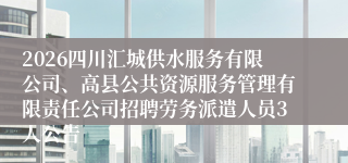 2026四川汇城供水服务有限公司、高县公共资源服务管理有限责任公司招聘劳务派遣人员3人公告