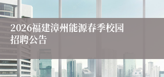 2026福建漳州能源春季校园招聘公告