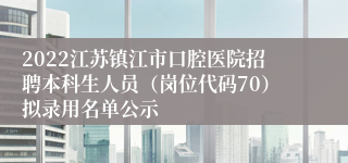 2022江苏镇江市口腔医院招聘本科生人员（岗位代码70）拟录用名单公示