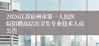 2026江苏宿州市第一人民医院招聘高层次卫生专业技术人员公告