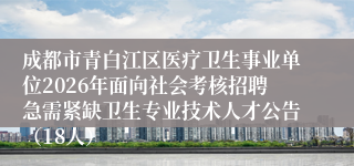 成都市青白江区医疗卫生事业单位2026年面向社会考核招聘急需紧缺卫生专业技术人才公告（18人）