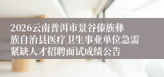 2026云南普洱市景谷傣族彝族自治县医疗卫生事业单位急需紧缺人才招聘面试成绩公告