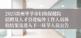 2025贵州毕节市妇幼保健院招聘及人才引进编外工作人员体检结果及进入下一环节人员公告(四)