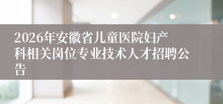 2026年安徽省儿童医院妇产科相关岗位专业技术人才招聘公告