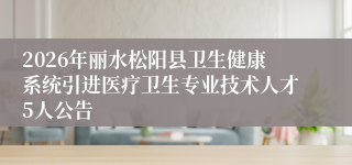 2026年丽水松阳县卫生健康系统引进医疗卫生专业技术人才5人公告