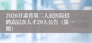 2026甘肃省第二人民医院招聘高层次人才20人公告（第一期）