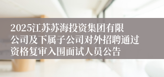 2025江苏苏海投资集团有限公司及下属子公司对外招聘通过资格复审入围面试人员公告