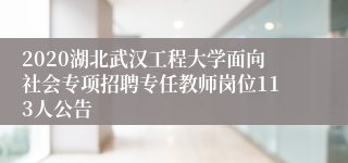 2020湖北武汉工程大学面向社会专项招聘专任教师岗位113人公告