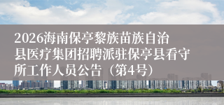 2026海南保亭黎族苗族自治县医疗集团招聘派驻保亭县看守所工作人员公告（第4号）
