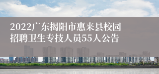 2022广东揭阳市惠来县校园招聘卫生专技人员55人公告