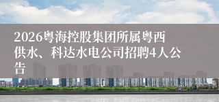 2026粤海控股集团所属粤西供水、科达水电公司招聘4人公告