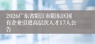 2026广东省阳江市阳东区国有企业引进高层次人才17人公告