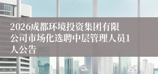 2026成都环境投资集团有限公司市场化选聘中层管理人员1人公告