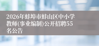 2026年蚌埠市蚌山区中小学教师(事业编制)公开招聘55名公告