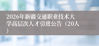 2026年新疆交通职业技术大学高层次人才引进公告(20人)