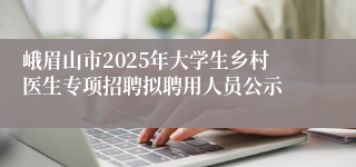 峨眉山市2025年大学生乡村医生专项招聘拟聘用人员公示