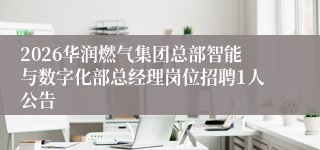 2026华润燃气集团总部智能与数字化部总经理岗位招聘1人公告