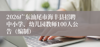 2026广东汕尾市海丰县招聘中小学、幼儿园教师100人公告（编制）