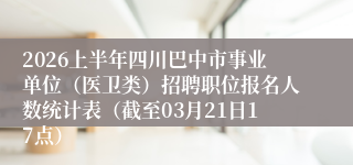 2026上半年四川巴中市事业单位(医卫类)招聘职位报名人数统计表(截至03月21日17点)