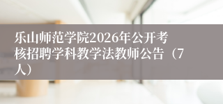 乐山师范学院2026年公开考核招聘学科教学法教师公告(7人)
