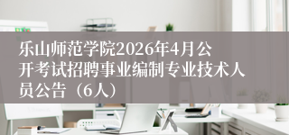 乐山师范学院2026年4月公开考试招聘事业编制专业技术人员公告(6人)