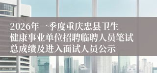 2026年一季度重庆忠县卫生健康事业单位招聘临聘人员笔试总成绩及进入面试人员公示