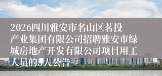 2026四川雅安市名山区茗投产业集团有限公司招聘雅安市绿城房地产开发有限公司项目用工人员的5人公告