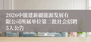 2026中能建新疆能源发展有限公司所属单位第二批社会招聘5人公告