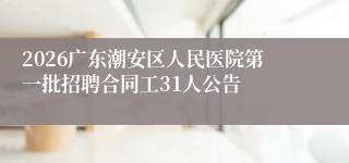 2026广东潮安区人民医院第一批招聘合同工31人公告
