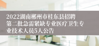 2022湖南郴州市桂东县招聘第二批急需紧缺专业医疗卫生专业技术人员5人公告