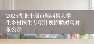 2025湖北十堰市郧西县大学生乡村医生专项计划招聘拟聘对象公示