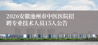 2026安徽池州市中医医院招聘专业技术人员15人公告