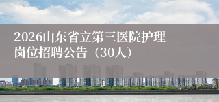2026山东省立第三医院护理岗位招聘公告（30人）