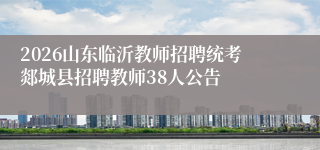 2026山东临沂教师招聘统考郯城县招聘教师38人公告