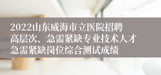 2022山东威海市立医院招聘高层次、急需紧缺专业技术人才急需紧缺岗位综合测试成绩