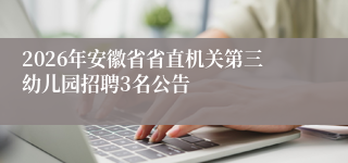 2026年安徽省省直机关第三幼儿园招聘3名公告