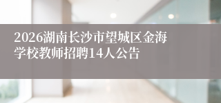 2026湖南长沙市望城区金海学校教师招聘14人公告