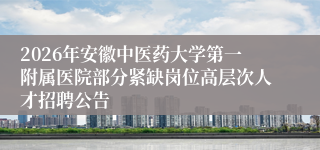 2026年安徽中医药大学第一附属医院部分紧缺岗位高层次人才招聘公告