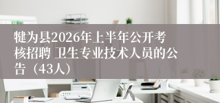 犍为县2026年上半年公开考核招聘 卫生专业技术人员的公告(43人)