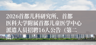 2026首都儿科研究所、首都医科大学附属首都儿童医学中心派遣人员招聘16人公告（第二批）