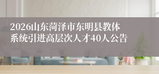 2026山东菏泽市东明县教体系统引进高层次人才40人公告
