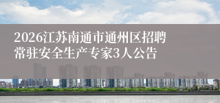 2026江苏南通市通州区招聘常驻安全生产专家3人公告