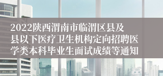 2022陕西渭南市临渭区县及县以下医疗卫生机构定向招聘医学类本科毕业生面试成绩等通知