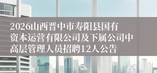 2026山西晋中市寿阳县国有资本运营有限公司及下属公司中高层管理人员招聘12人公告