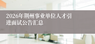 2026年荆州事业单位人才引进面试公告汇总