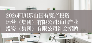 2026四川乐山国有资产投资运营（集团）有限公司乐山产业投资（集团）有限公司社会招聘13人公告